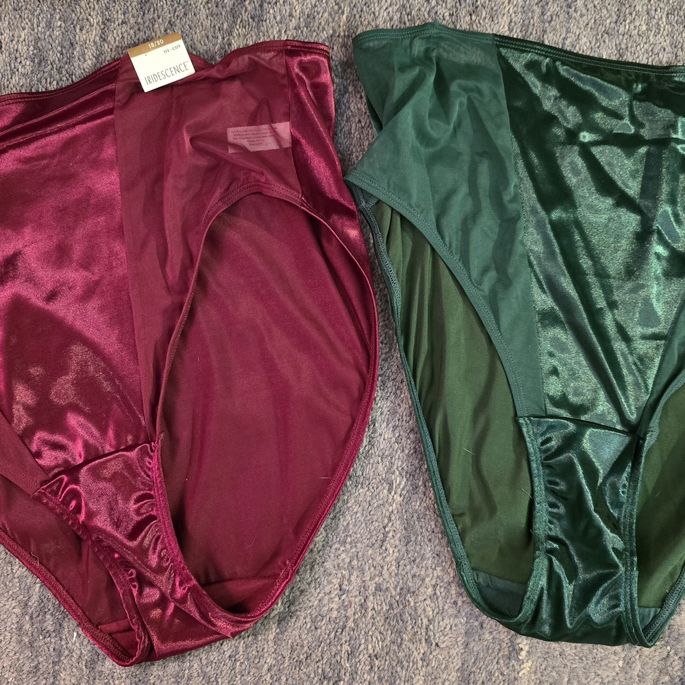 Vintage Lane BRYANT Iridescene Sz. 18/20  Satin High-Cut Bikini Panties NWT!!